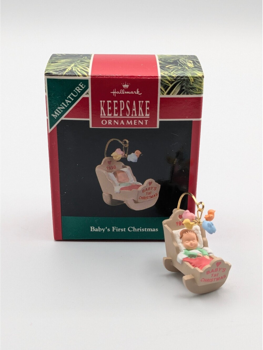 Hallmark Keepsake Baby's First Christmas Miniature Ornament 1990, New in Box